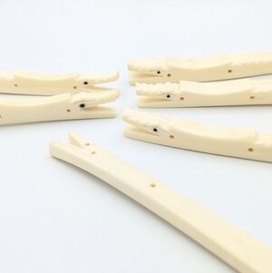 RARE Antique carved bone alligator knife rests set of 6